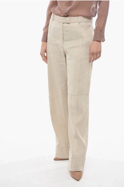 Acne Studios Wide Leg Pleated Trousers In White