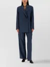 Acne Studios Wide Leg Wool Trousers Pockets In Blue
