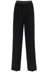 Acne Studios Wide Twill Pants With Elastic Waistband In Black