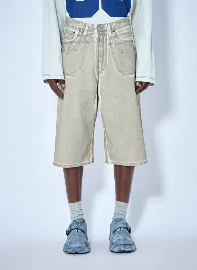 Acne Studios Judda U Lux Straight-leg Printed Denim Shorts In Brown