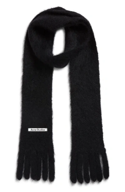 Acne Studios Winter Kinna Mohair & Wool Skinny Scarf In Black