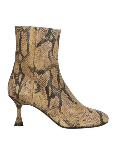 Acne Studios Woman Ankle Boots Camel Size 8 Leather In Animal Print