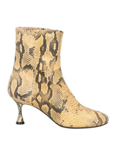 Acne Studios Woman Ankle Boots Sand Size 9 Leather In Animal Print