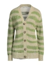 Acne Studios Woman Cardigan Lime Green Size Xs Cotton, Acrylic, Nylon, Mohair Wool, Wool In Sage Green/apple Green