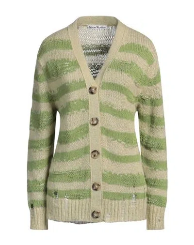 Acne Studios Woman Cardigan Lime Green Size Xs Cotton, Acrylic, Nylon, Mohair Wool, Wool In Green