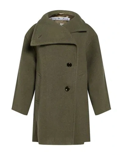 Acne Studios Woman Coat Sage Green Size 6 Wool, Nylon