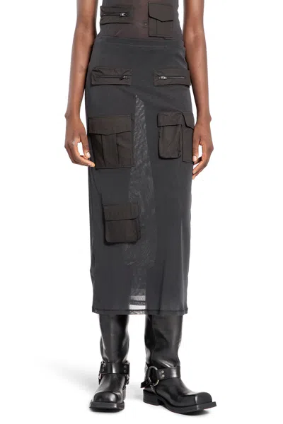 Acne Studios Mesh Cargo Skirt In Grey