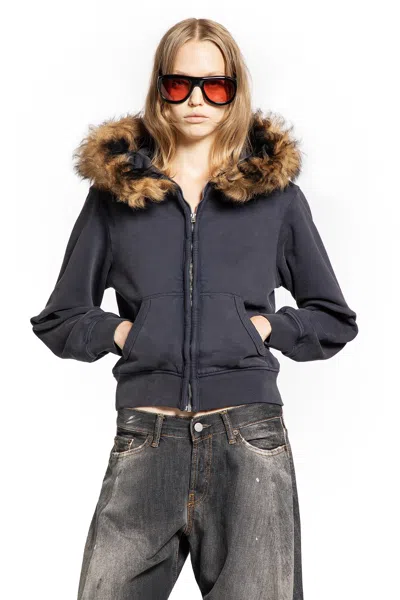 Acne Studios Woman Grey Sweatshirts In Blue