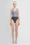 Acne Studios Black Printed Swimsuit In Grey