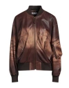 Acne Studios Lastro Leather Bomber Jacket In Brown