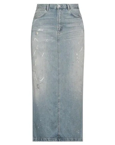 Acne Studios Blue Paint Splatter Denim Maxi Skirt