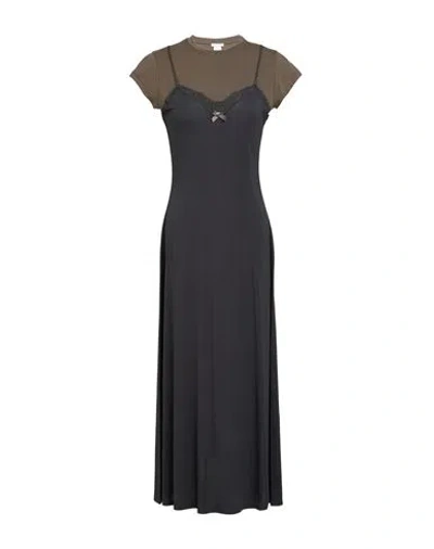 Acne Studios Woman Midi Dress Charcoal Size L Viscose, Elastane, Cotton In Gray