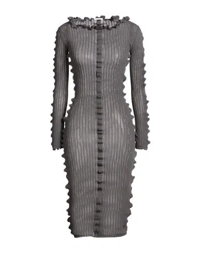 Acne Studios Woman Midi Dress Grey Size S Nylon, Elastane In Gray
