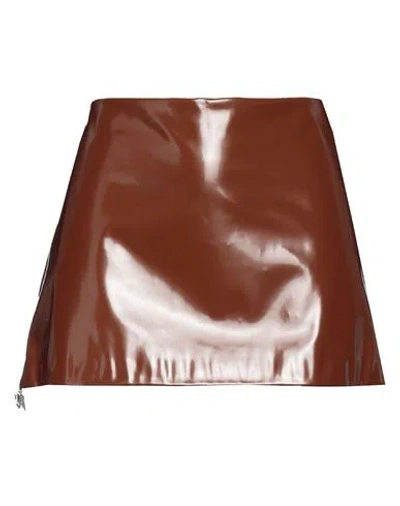 Acne Studios Woman Mini Skirt Brown Size 6 Polyurethane, Polyester