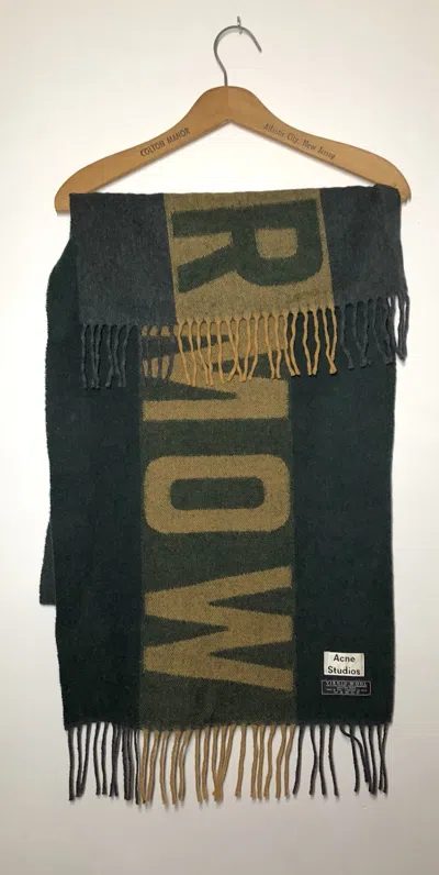 Pre-owned Acne Studios “woman Power” Aw15 Fringed Wool Scarf In Green