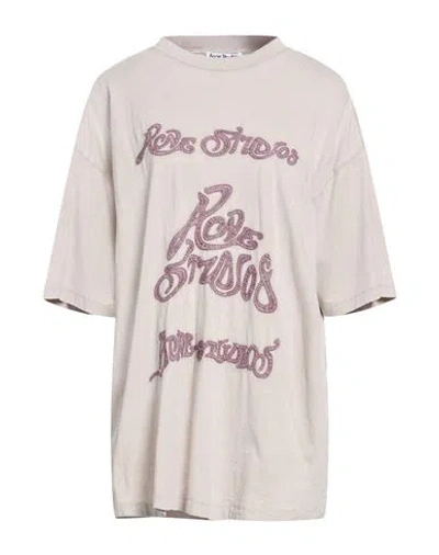 Acne Studios Woman T-shirt Taupe Size S Cotton In Neutral