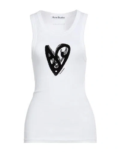 Acne Studios Woman Tank Top White Size L Cotton, Lyocell