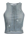 Acne Studios Distressed Denim-effect Cotton Top In Blue