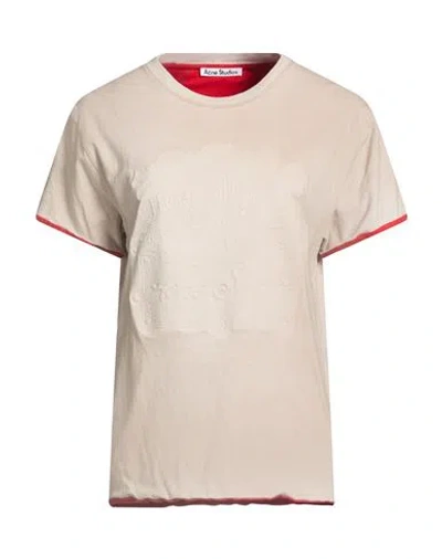 Acne Studios Woman T-shirt Beige Size L Cotton In Neutral