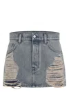Acne Studios Ripped Denim Mini Skirt In Blue