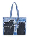 Acne Studios Women Denim Print Tote Bag In Pink