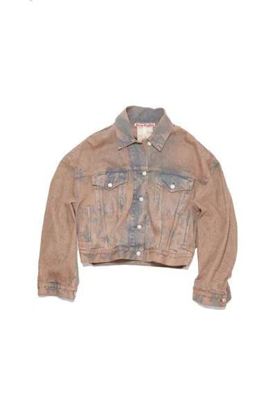 Pre-owned Acne Studios Women's  Exaggerated Fit Denim Jacket Morris In Light Pink/grey