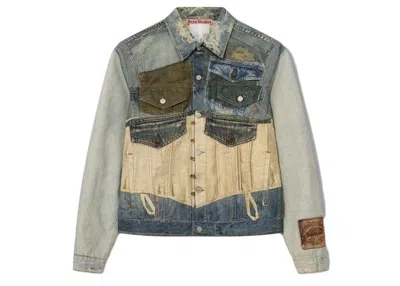 Pre-owned Acne Studios Women's  Printed Fitted Jacket In Mid Blue