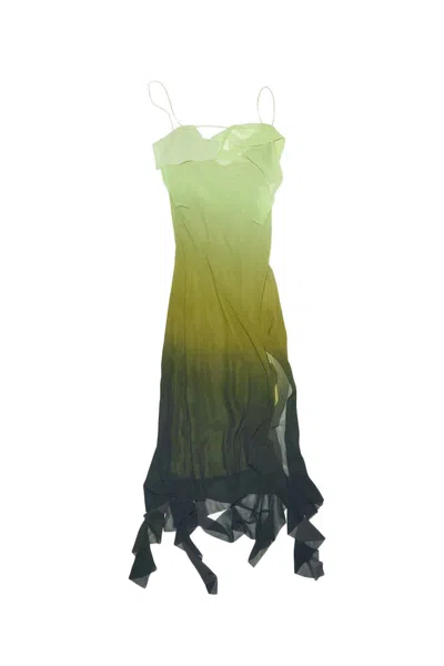 Pre-owned Acne Studios Women's  Ruffle Strap Dress In Green
