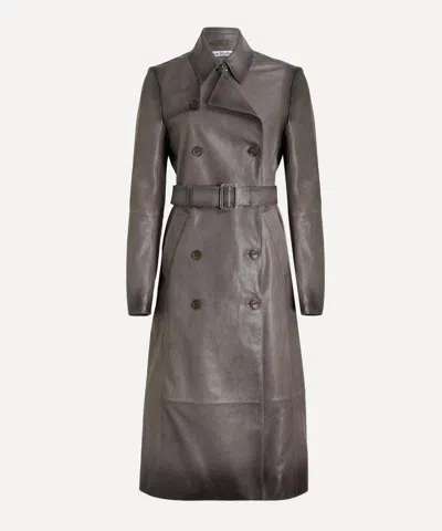 Acne Studios Women's Anthracite Grey Leather Trench Coat In Gray