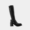 Acne Studios Leather Platform Knee-high Boots In Black