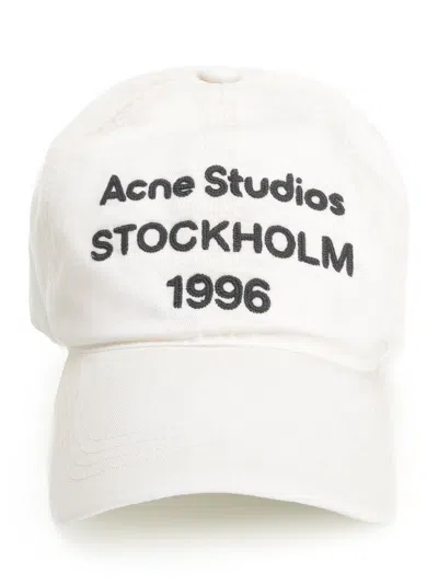 Acne Studios Women Baseball Cap With Embroidered Logo In White