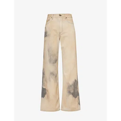 Acne Studios Womens Beige Black 2022 Smokey Straight-leg Mid-rise Jeans In Ag0 Beige/black