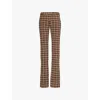 Acne Studios Womens Beigebrown Check-pattern Regular-fit Woven Flared Trousers In Beigebrown