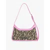 Acne Studios Platt Mini Leopard Pattern Woven Shoulder Bag In Beige/pink