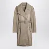 Acne Studios Belted Coat In Beige Cotton Twill
