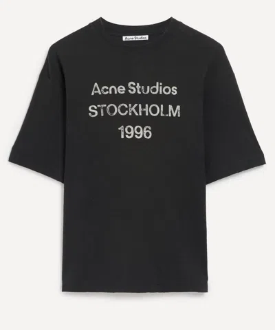 Acne Studios Women's Black Fitted Logo T-shirt