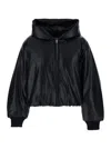 Acne Studios Women Black Jacket With Fixed Hood And Front Zip Closure In Ecoleather Woman In Multi