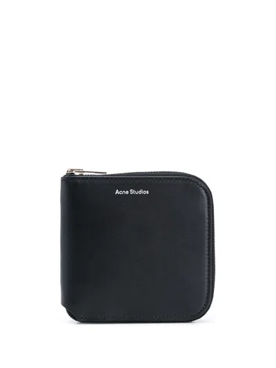 Acne Studios Women's Black Leather Medium Zipped Bifold Wallet