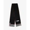 Acne Studios Womens Black Logo-patch Narrow Textured-knit Scarf In Black