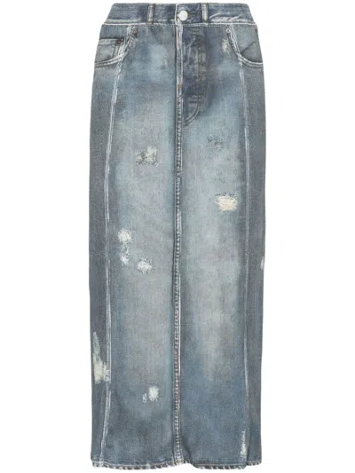 Acne Studios Acne Studio Denim Blue Cotton Skirt In Grey