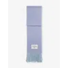 Acne Studios Brand-patch Fringed Alpaca-blend Scarf In Blue/light Blue