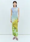 Acne Studios Sleeveless Maxi Dress Blurred Print In Green