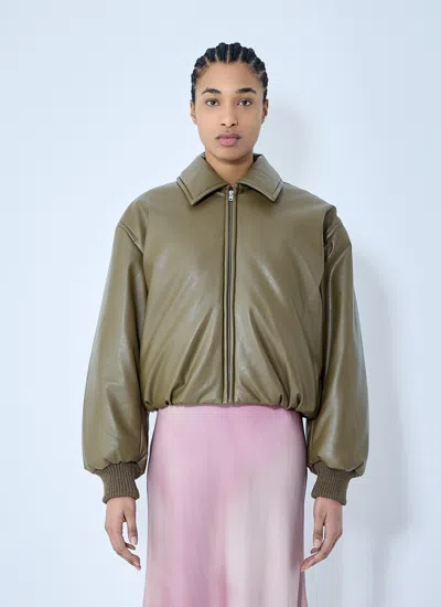 Acne Studios Women Coated Bomber Jacket In Green