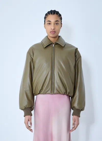 Acne Studios Women Coated Bomber Jacket In Green