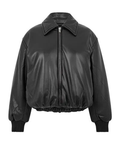 Acne Studios Women's  Coated Long Sleeve Oversized Fit Bomber Jacket In Black