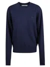 Acne Studios Women Crew-neck Sweater With "face" Micro Logo In Blue