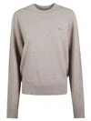 Acne Studios Women Crew-neck Sweater With "face" Micro Logo In Gray