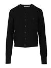 Acne Studios Women Crew Neck Wool Cardigan In Black
