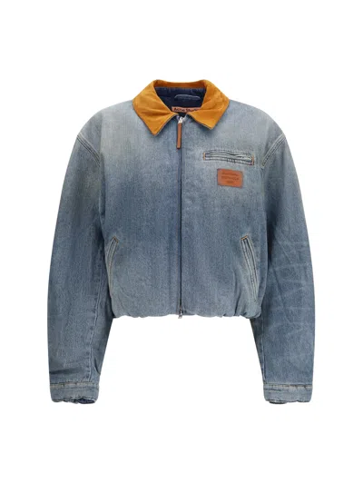 Acne Studios Women Denim Bomber Jacket In Blue