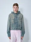 Acne Studios Short Jackets Hooded Faded Wash In Blue